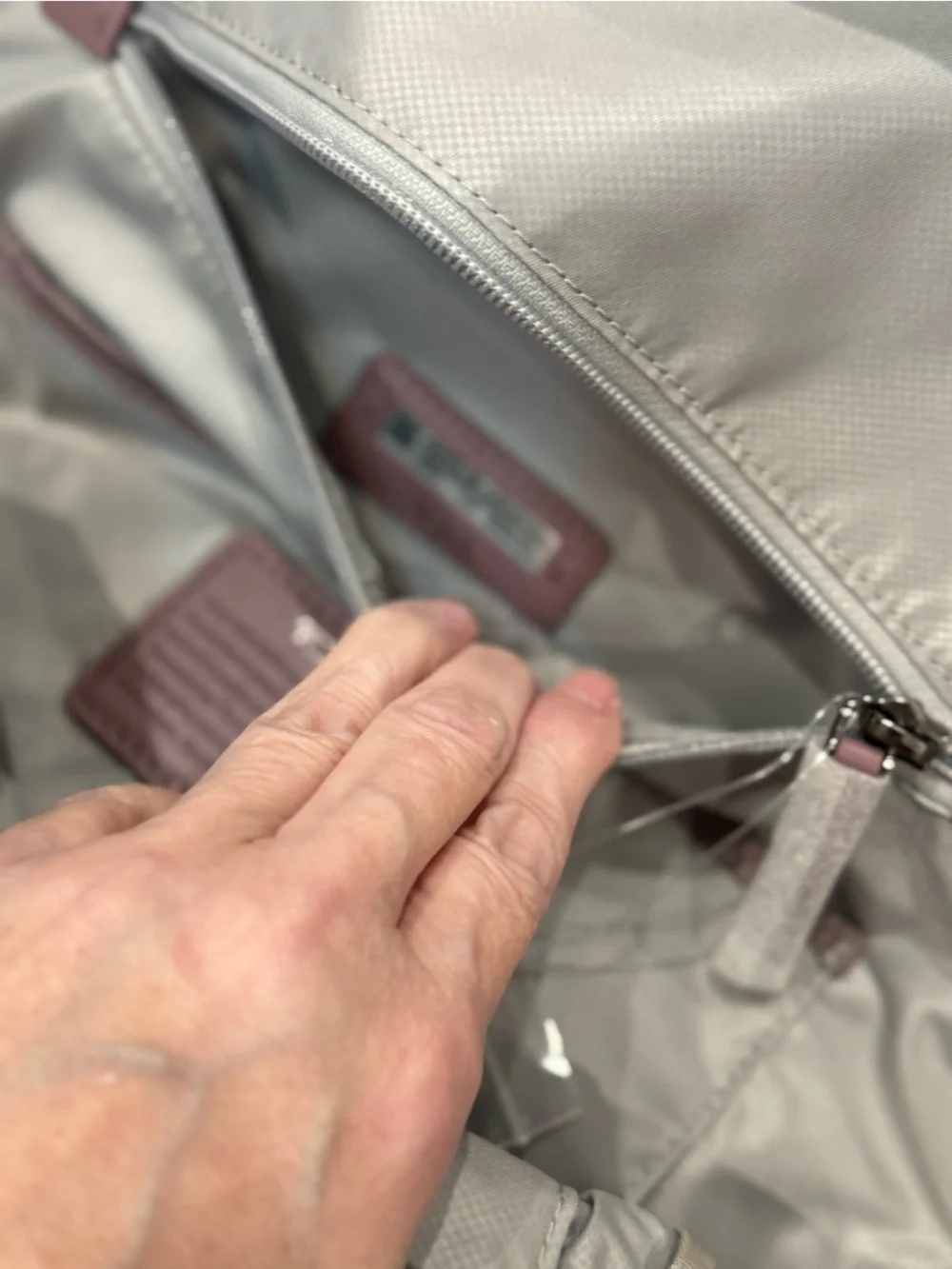 Tumi Mauve Pink Caren Backpack Fits 15” Laptop with multiple components